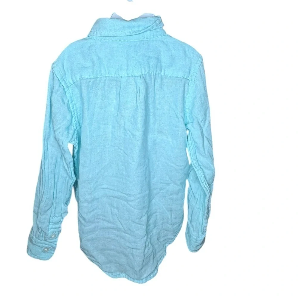 Janie and Jack mint green cotton button down shirt sz 4 k140